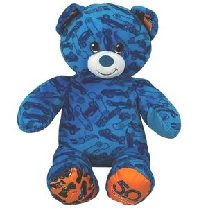 BAB Build-A-Bear 2018 Hot Wheels 50 Blue & Orange Car Pattern 16” Plush Bear